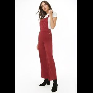 Wide Leg Red Denim Overalls - Forever 21
